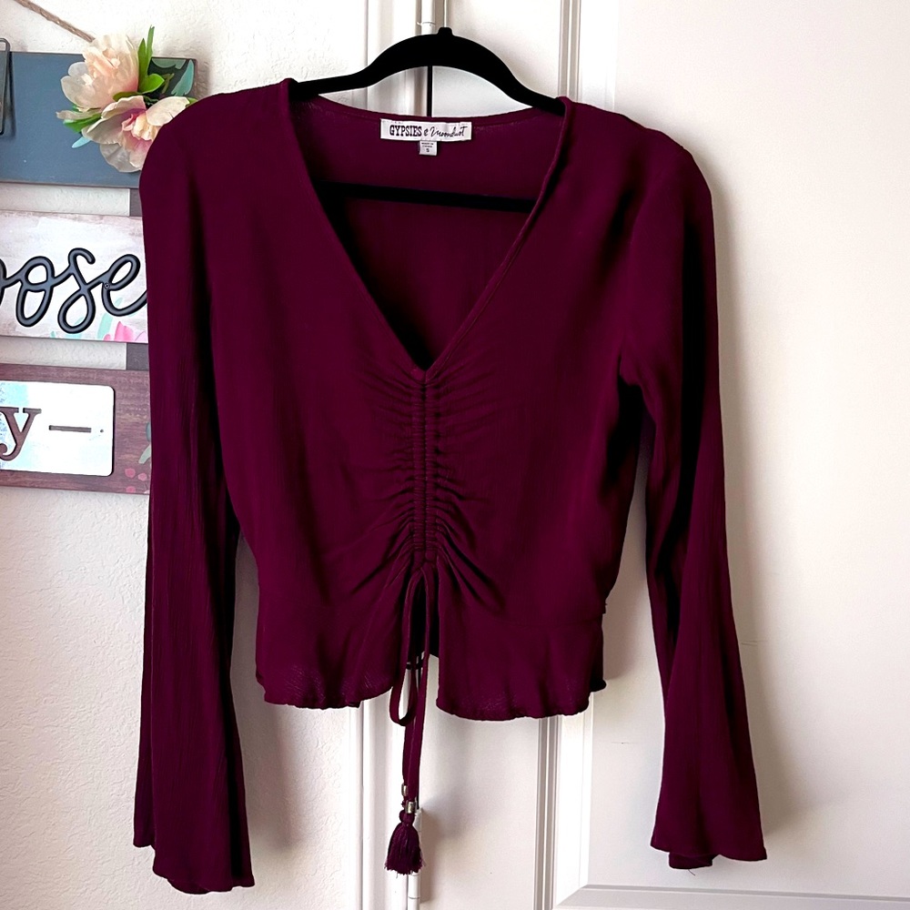 Gypsies and Moondust Maroon Flare Blouse Flowy and feminine Spring/Winter sale
